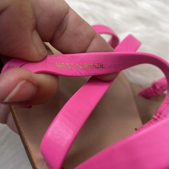 Loeffler Randall Womens Toe Thong Sarie Sandal Flats 6 Strap Slip On Hot Pink - Picture 6 of 7